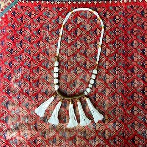 Tribal Style Necklace, White and Gold